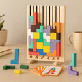 Wooden Tetris Puzzle Board – Brain Teaser Desk Toy & Tangram Strategy Game