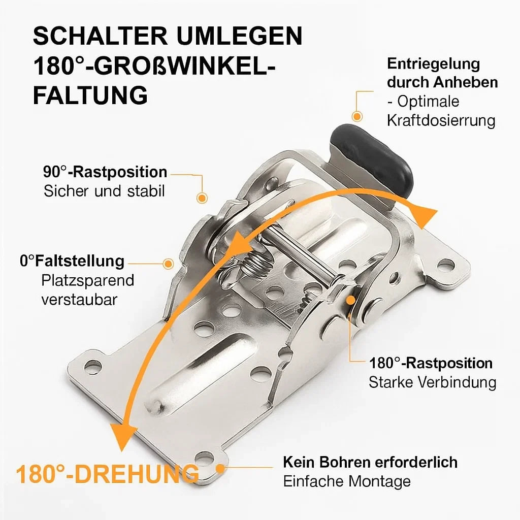 Auto-Lock Folding Bracket 90° 2-Pack – 225kg Rated & Self-Locking Design