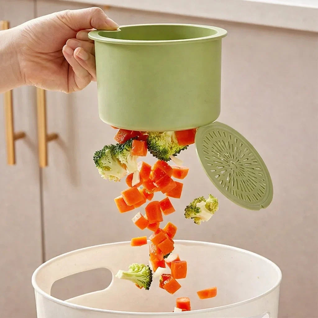 Hanging Drain Basket – Two-Part Filter & One-Click Empty Sink Organizer