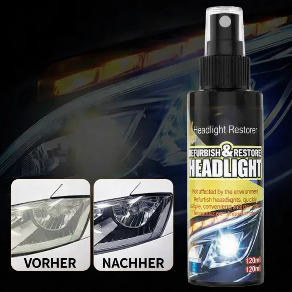 Headlight Restoration Spray – Clears Yellowed Headlights, UV Protection & Fast Apply