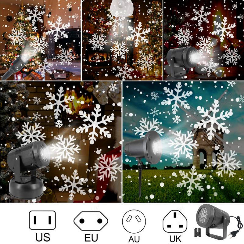 Outdoor LED Snowflake Christmas Projector – 16 Patterns Light Show