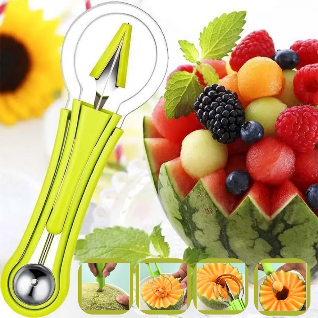 3-in-1 Fruit Cutter – Portion Slice Decorate & Time-Saving Kitchen Tool