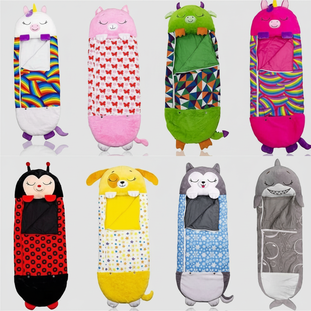 Kids' Foldable Sleeping Bag – Snoozi Animal Shape Portable & Washable