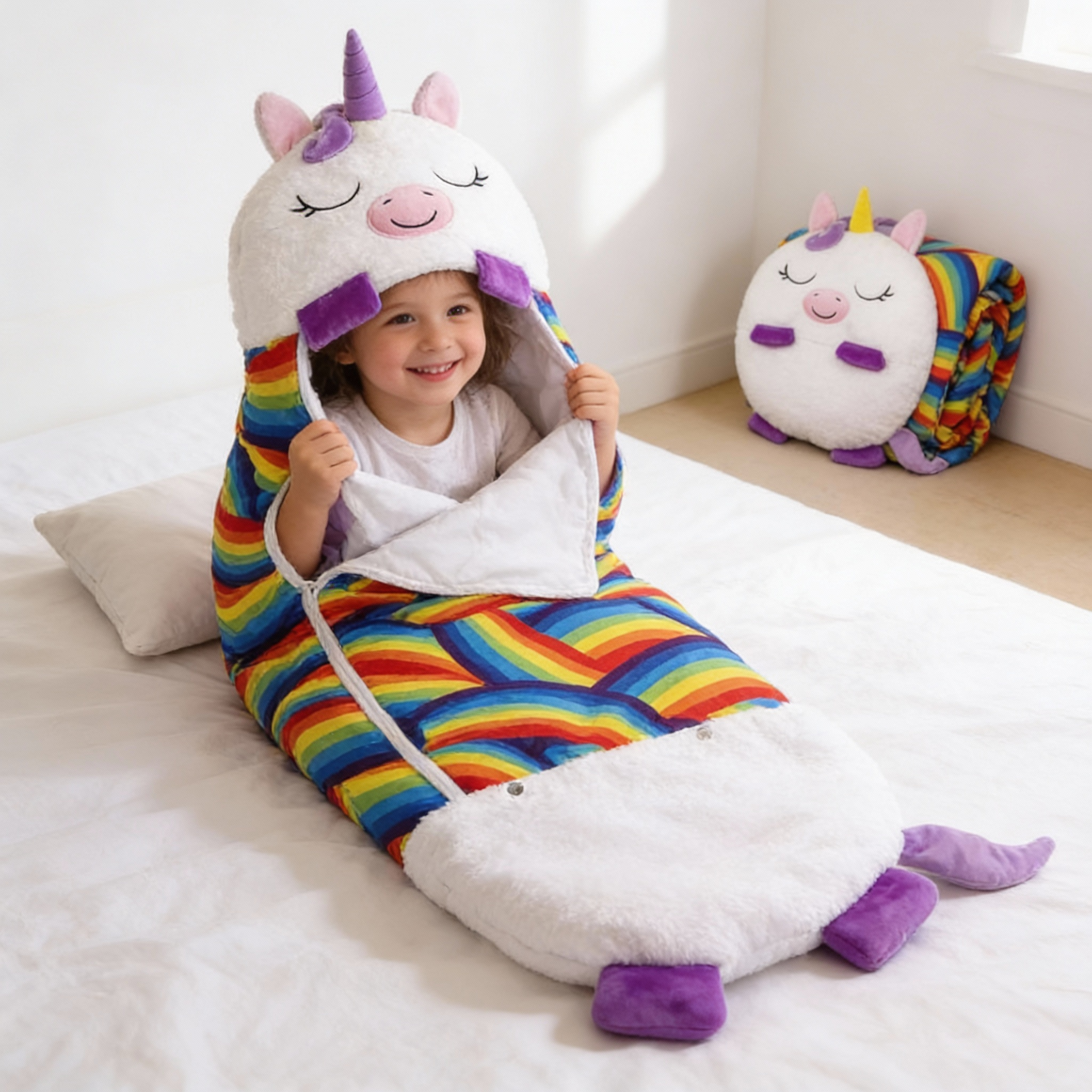 Kids' Foldable Sleeping Bag – Snoozi Animal Shape Portable & Washable
