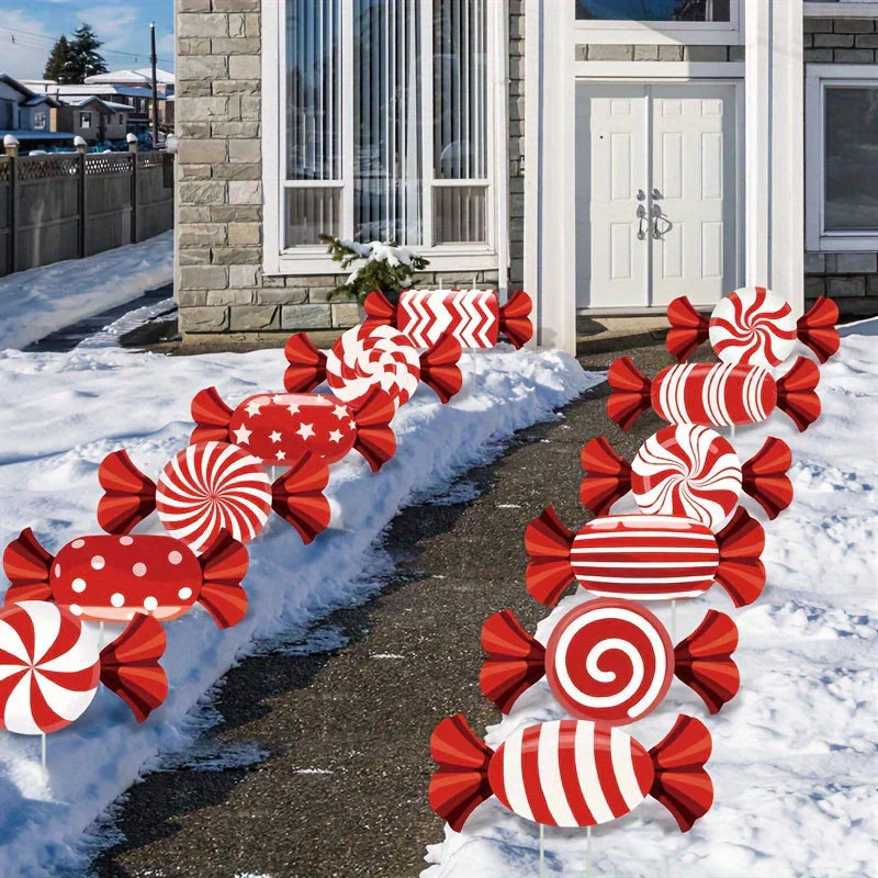 Christmas Candy Cane Pathway Lights LED Walkway Stakes