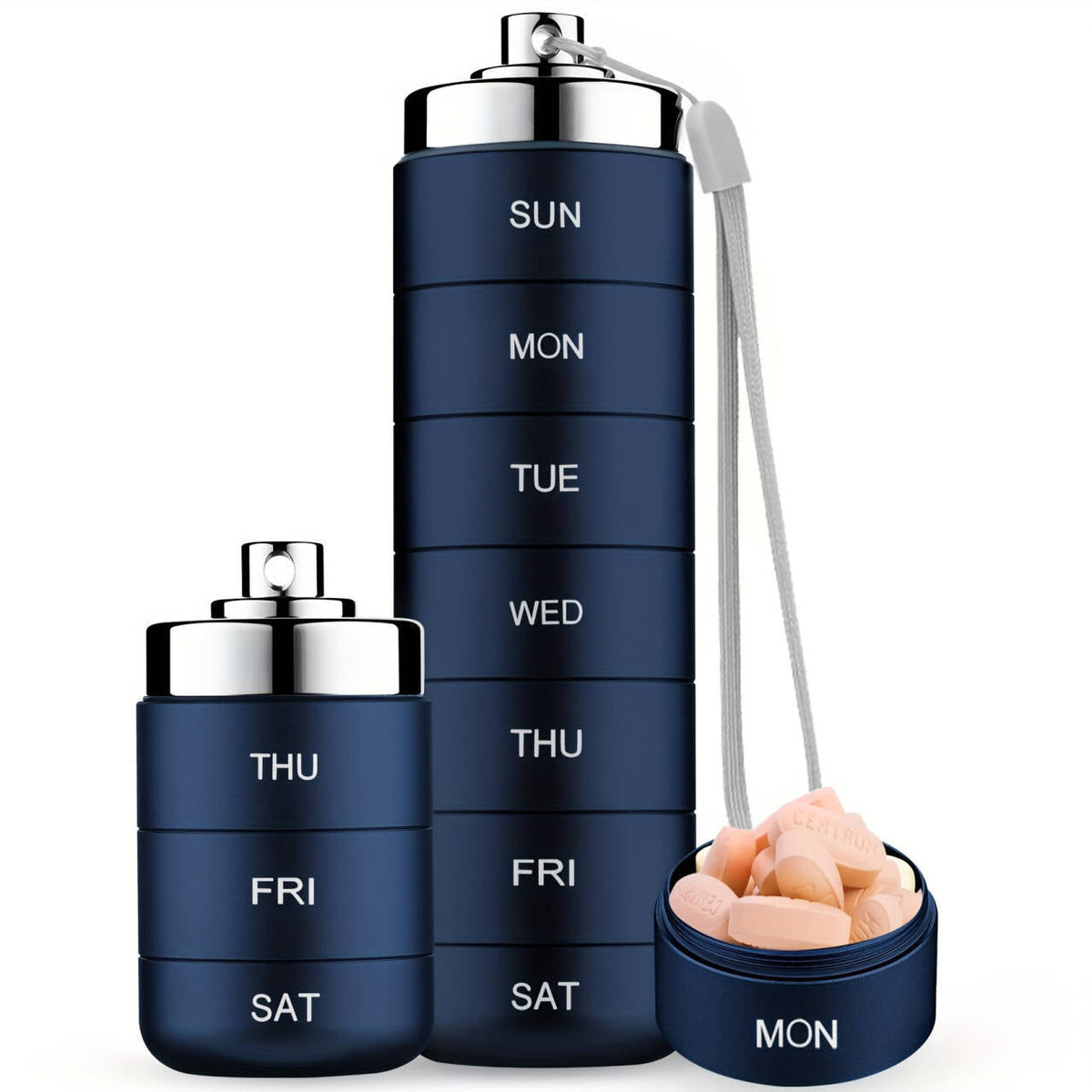 Weekly Pill Organizer - 7-Day Waterproof Aluminum Case for Travel & Home