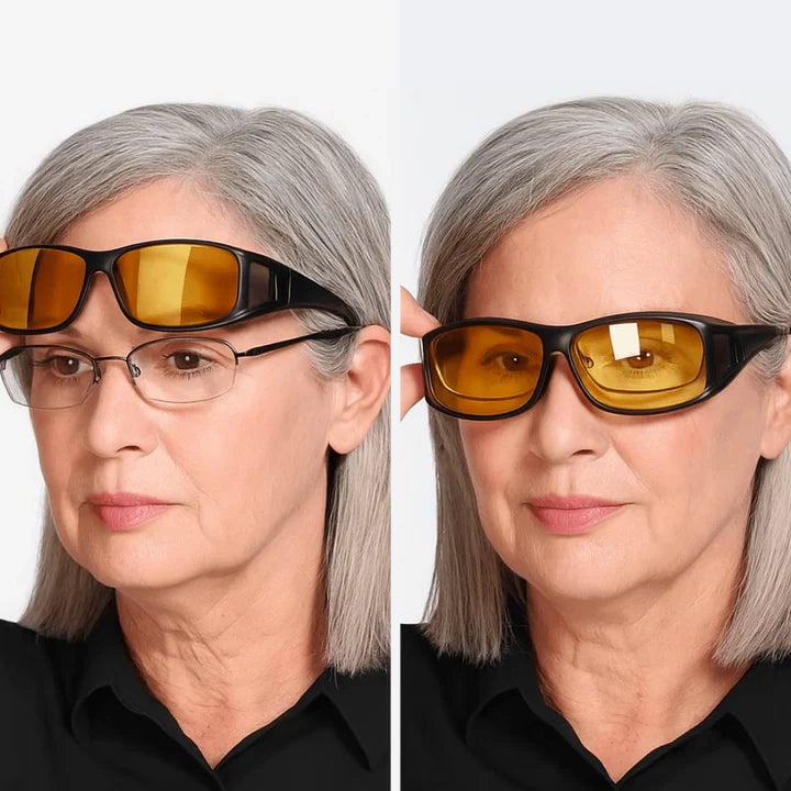 Night Driving Over-Glasses – Anti-Glare Yellow Lens, Fit Over & Scratch-Resistant