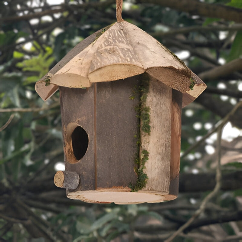 Wooden Bird House – Hut Design with Hanging Cord &amp; Weatherproof