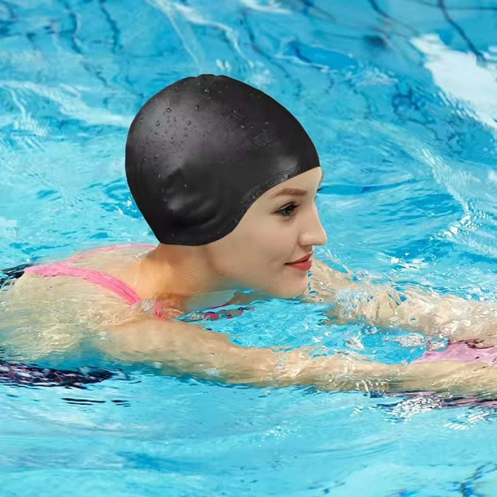 Silicone Swim Cap with Ear Protection – HydroFit Waterproof Design