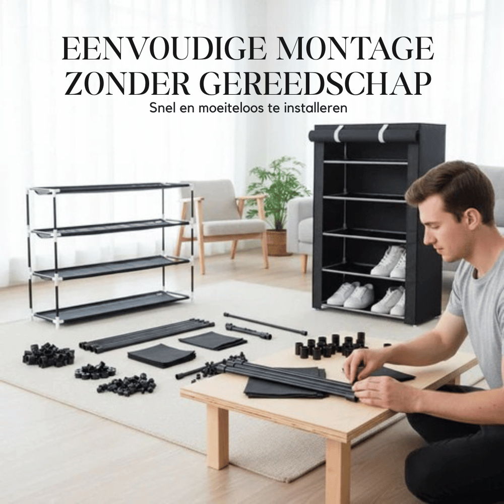 Fabric Shoe Rack with Steel Frame – 6 or 8 Tiers & Space-Saving
