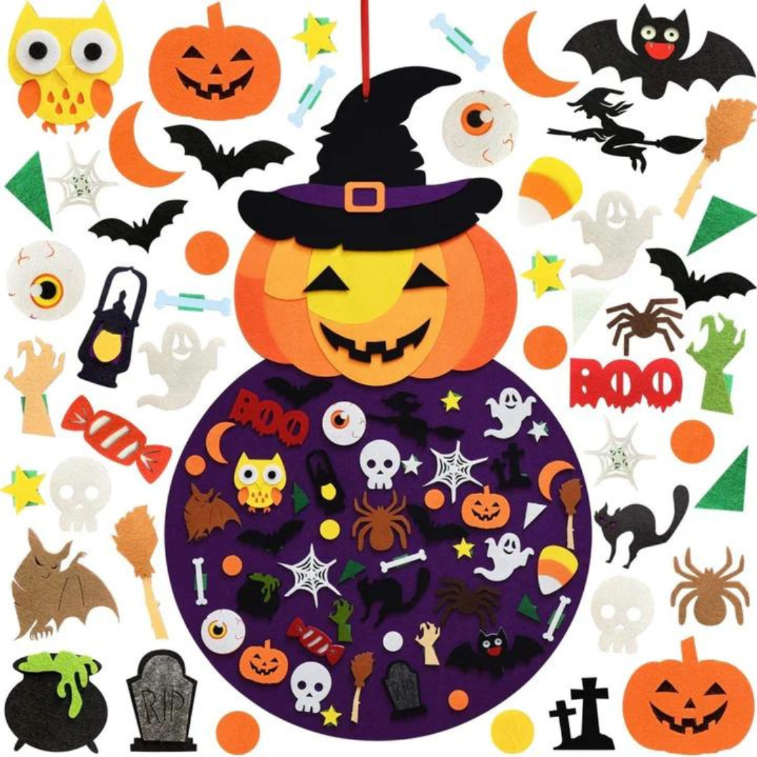 Halloween Felt Board with 50+ Pieces, Wall-Hanging Design