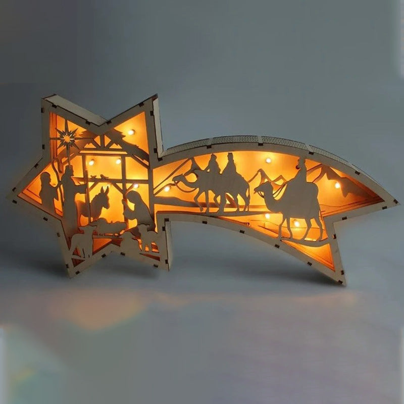 LED Wooden Christmas Star Light Laser-Cut