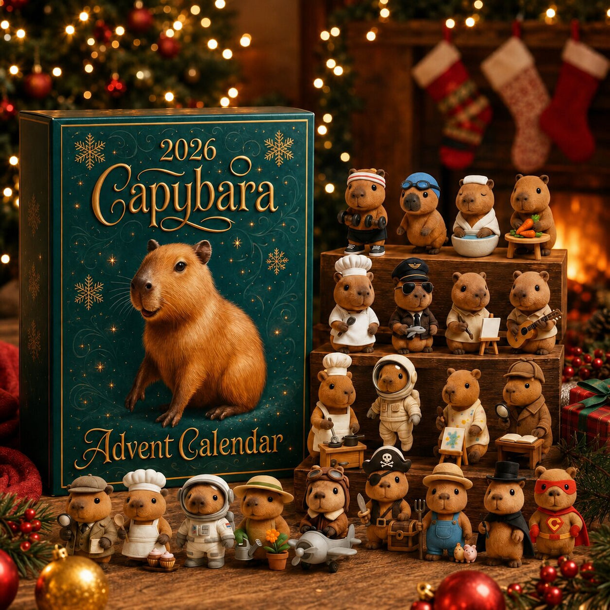 Capybara Advent Calendar 2026 – 24 Daily Surprise Doors & Flat 2D Ornaments