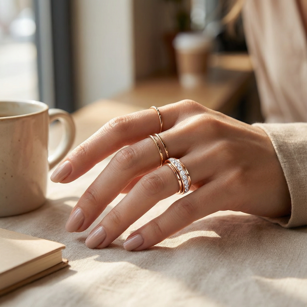 Zirconia Spinning Ring – Anti-Anxiety Rotating Band, Crystal & Elegant