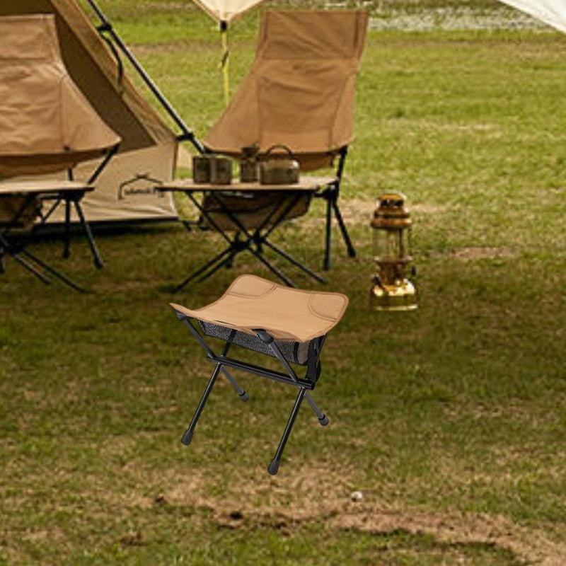 Folding Camping Stool – Portable with Storage Net &amp; Lightweight