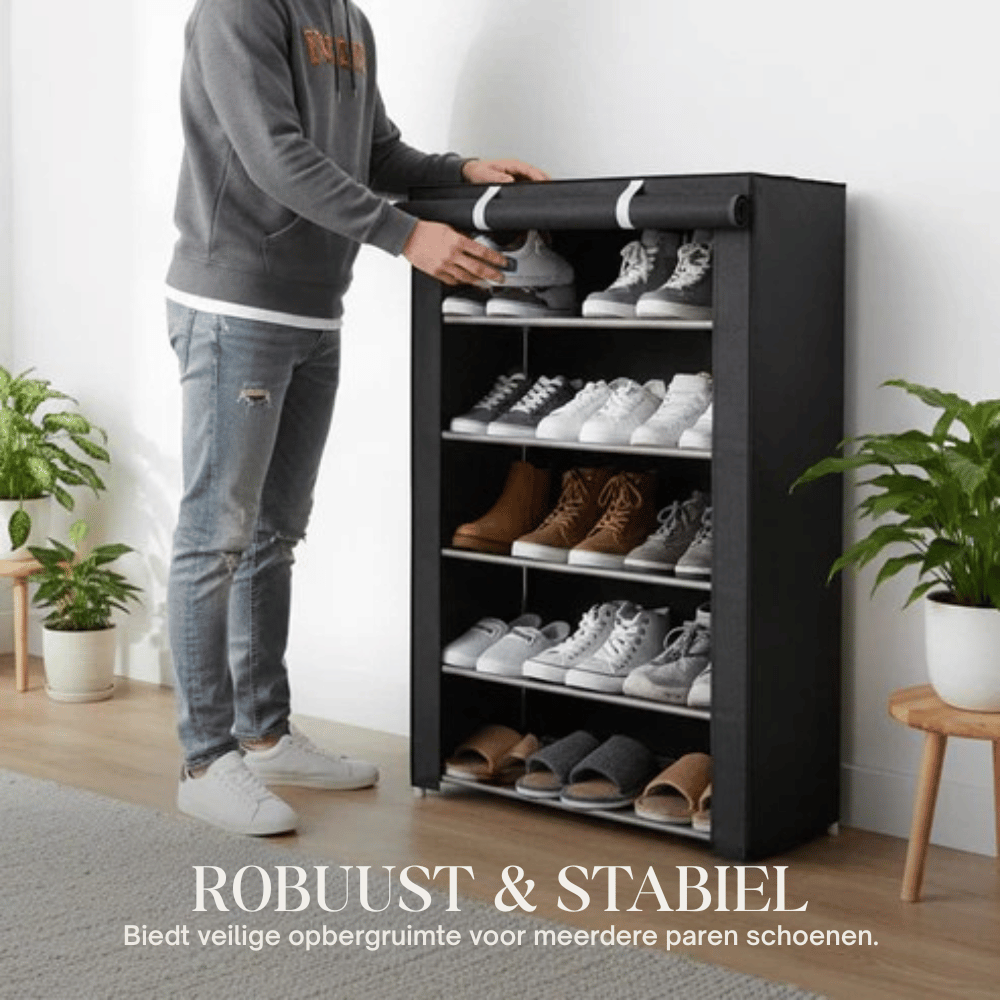 Fabric Shoe Rack with Steel Frame – 6 or 8 Tiers & Space-Saving