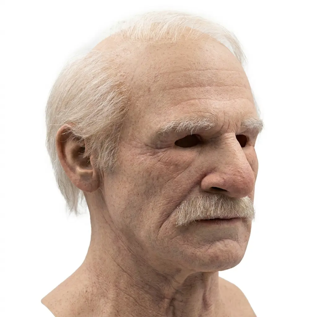 Realistic Old Man Halloween Mask – Creepy Latex Full Face & Adults