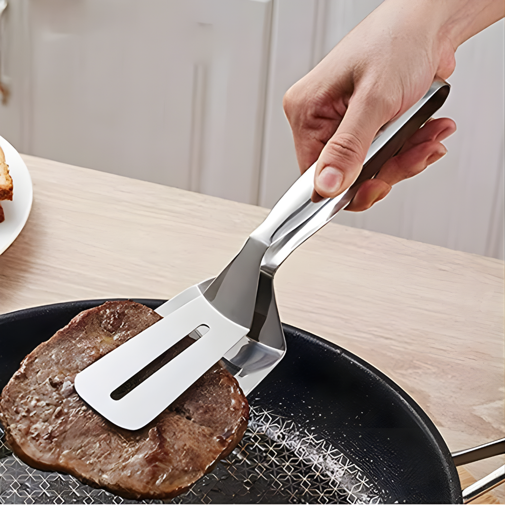 Stainless Steel Spatula Tongs – Flip and Grip 2-in-1 Cooking Tool