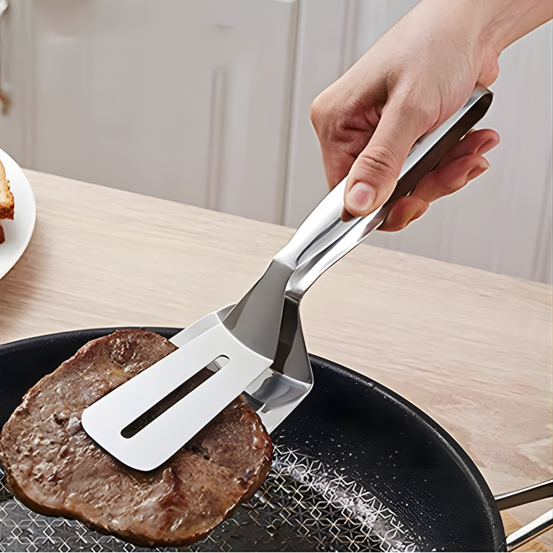 Stainless Steel Spatula Tongs – Flip and Grip 2-in-1 Cooking Tool