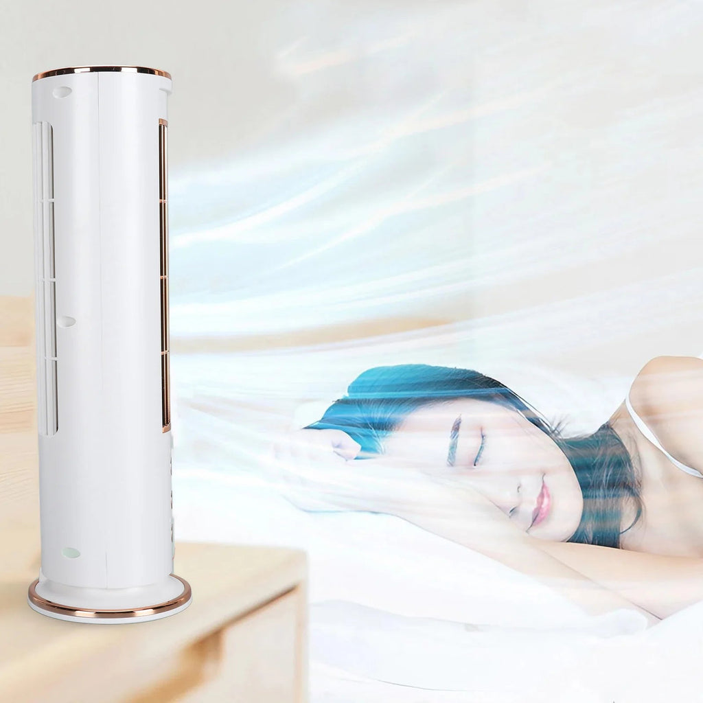 Bladeless Desktop Air Conditioner Fan - Silent Portable Evaporative Cooling Tower with Remote | Bedroom Office | 3 Speeds