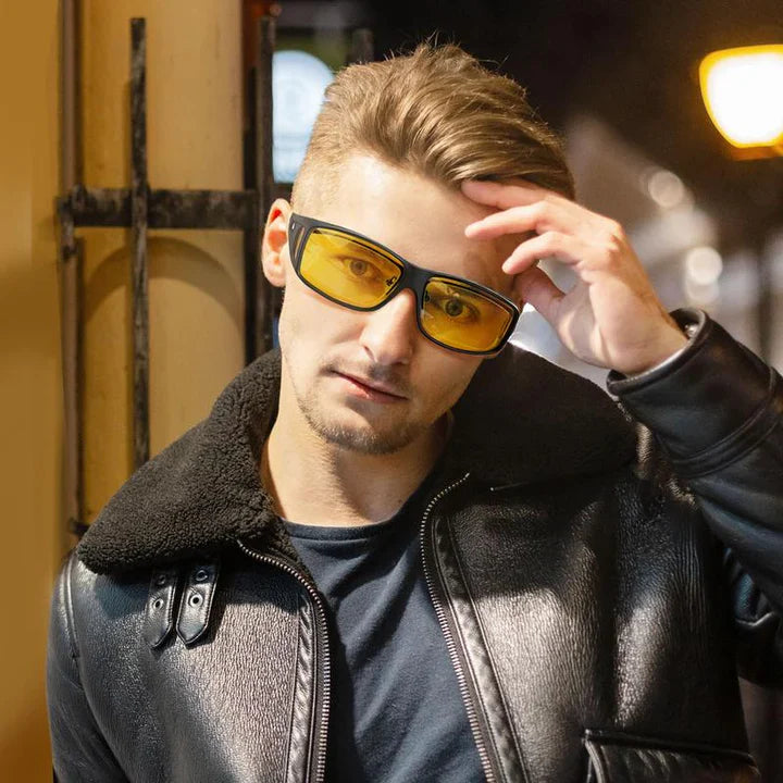 Night Driving Over-Glasses – Anti-Glare Yellow Lens, Fit Over & Scratch-Resistant
