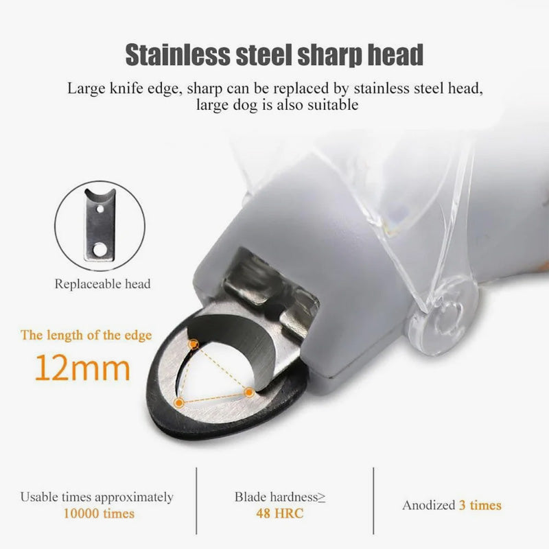 Pet Nail Clipper with LED Light – Replaceable Stainless Steel Blade