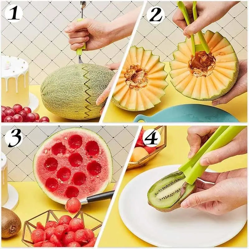 3-in-1 Fruit Cutter – Portion Slice Decorate & Time-Saving Kitchen Tool