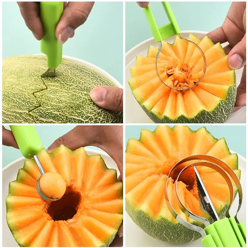 3-in-1 Fruit Cutter – Portion Slice Decorate & Time-Saving Kitchen Tool