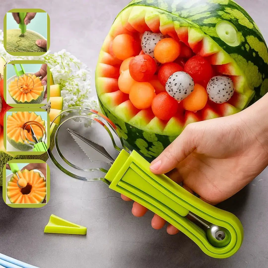 3-in-1 Fruit Cutter – Portion Slice Decorate & Time-Saving Kitchen Tool