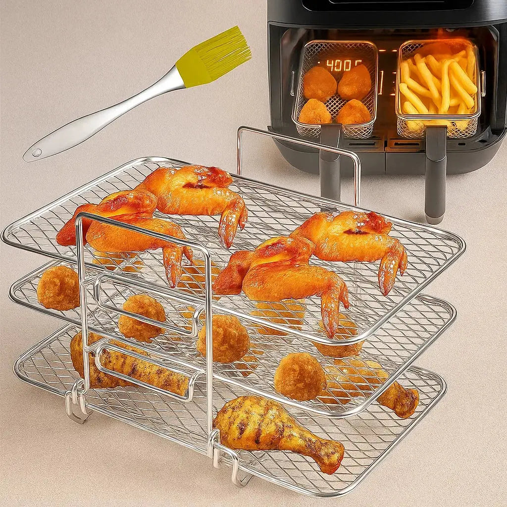 3-Tier Air Fryer Insert – Even Heat Distribution, Non-Stick & Easy Clean