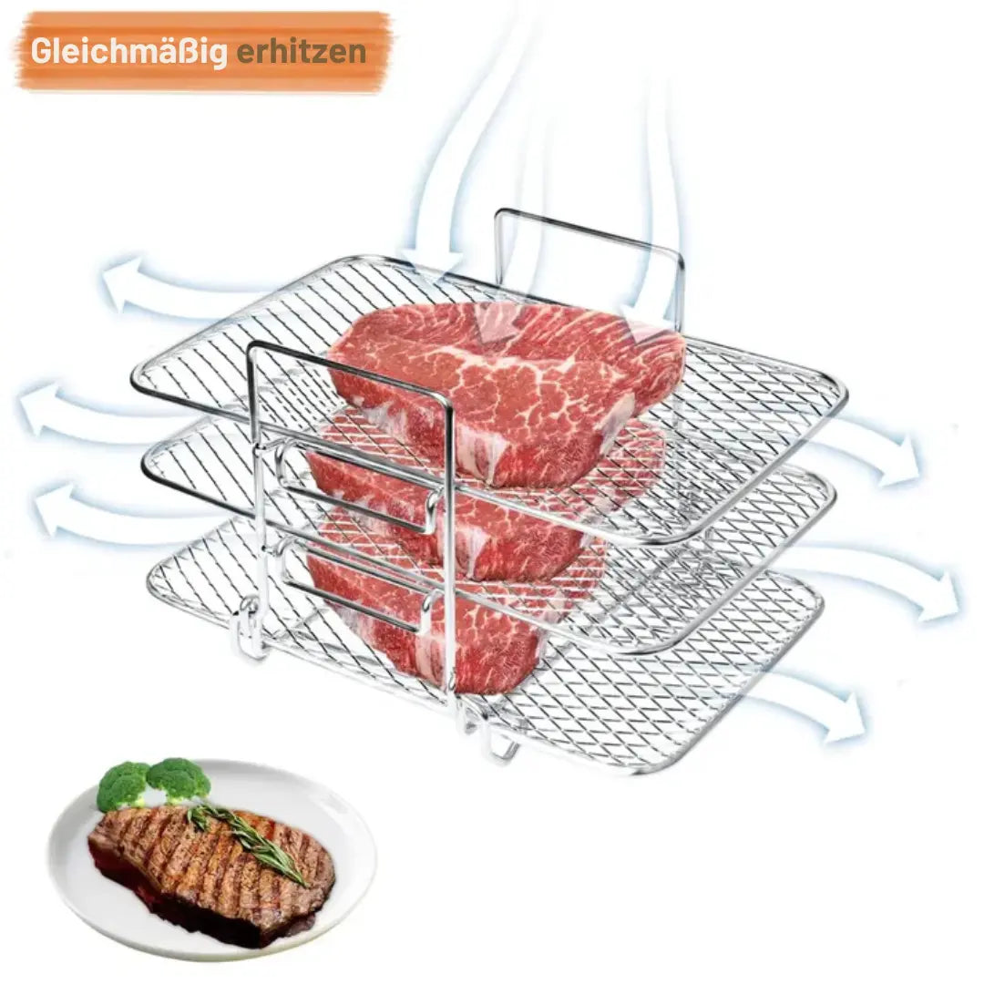 3-Tier Air Fryer Insert – Even Heat Distribution, Non-Stick & Easy Clean