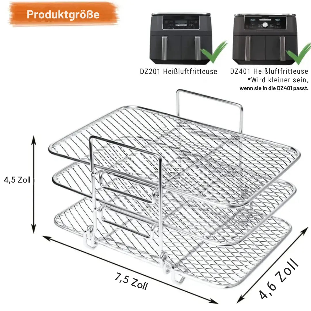 3-Tier Air Fryer Insert – Even Heat Distribution, Non-Stick & Easy Clean
