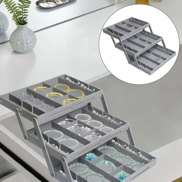 Expandable Drawer Organizer - 3-Tier Adjustable Space-Saving Tray for Kitchen