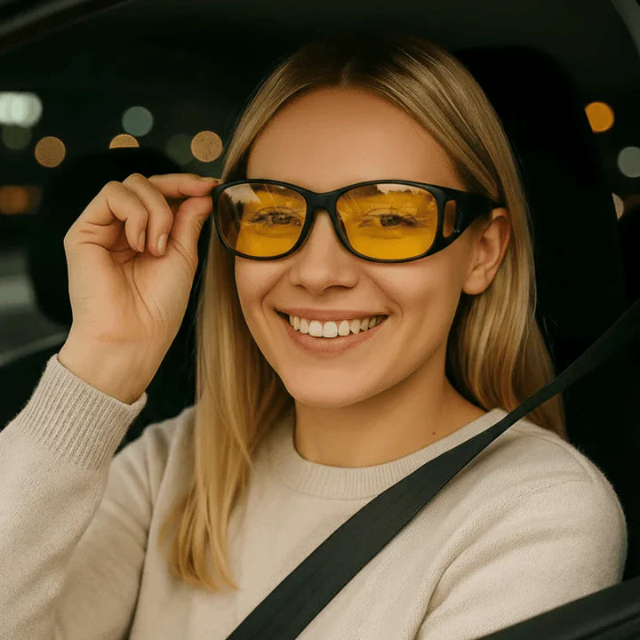 Night Driving Over-Glasses – Anti-Glare Yellow Lens, Fit Over & Scratch-Resistant