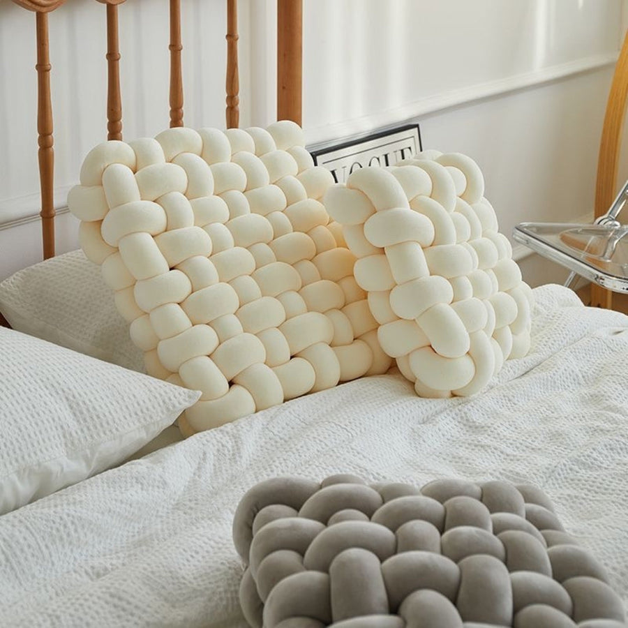 Woven Knot Floor Cushion – Soft Velvet Seat Pad for Living Room
