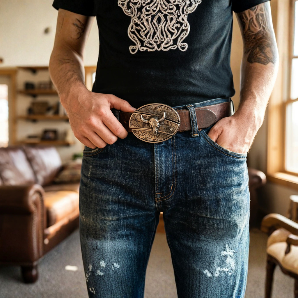 Metal Oval Cowboys Belt Buckle – Western Style Durable & Decorative