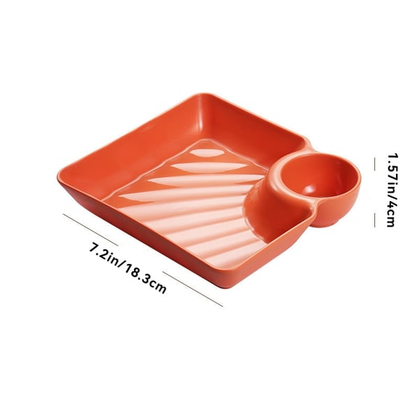 Dipping Plate with Sauce Compartment – Stackable & No-Drip Design