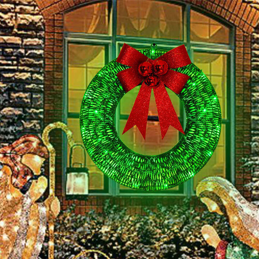 Luminous LED Metal Christmas Wreath – 19.7 in Warm Light Door Wreath