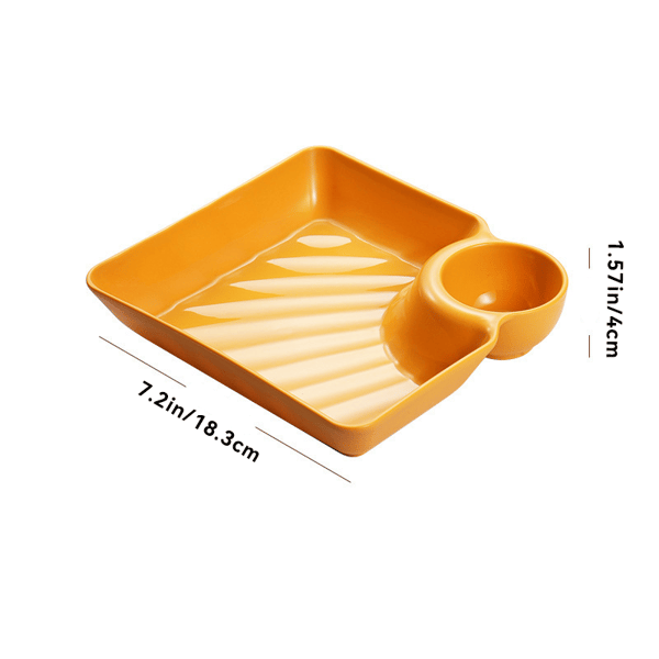 Dipping Plate with Sauce Compartment – Stackable & No-Drip Design
