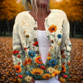 Women's Cardigan – Vintage Floral Print, Button-Front