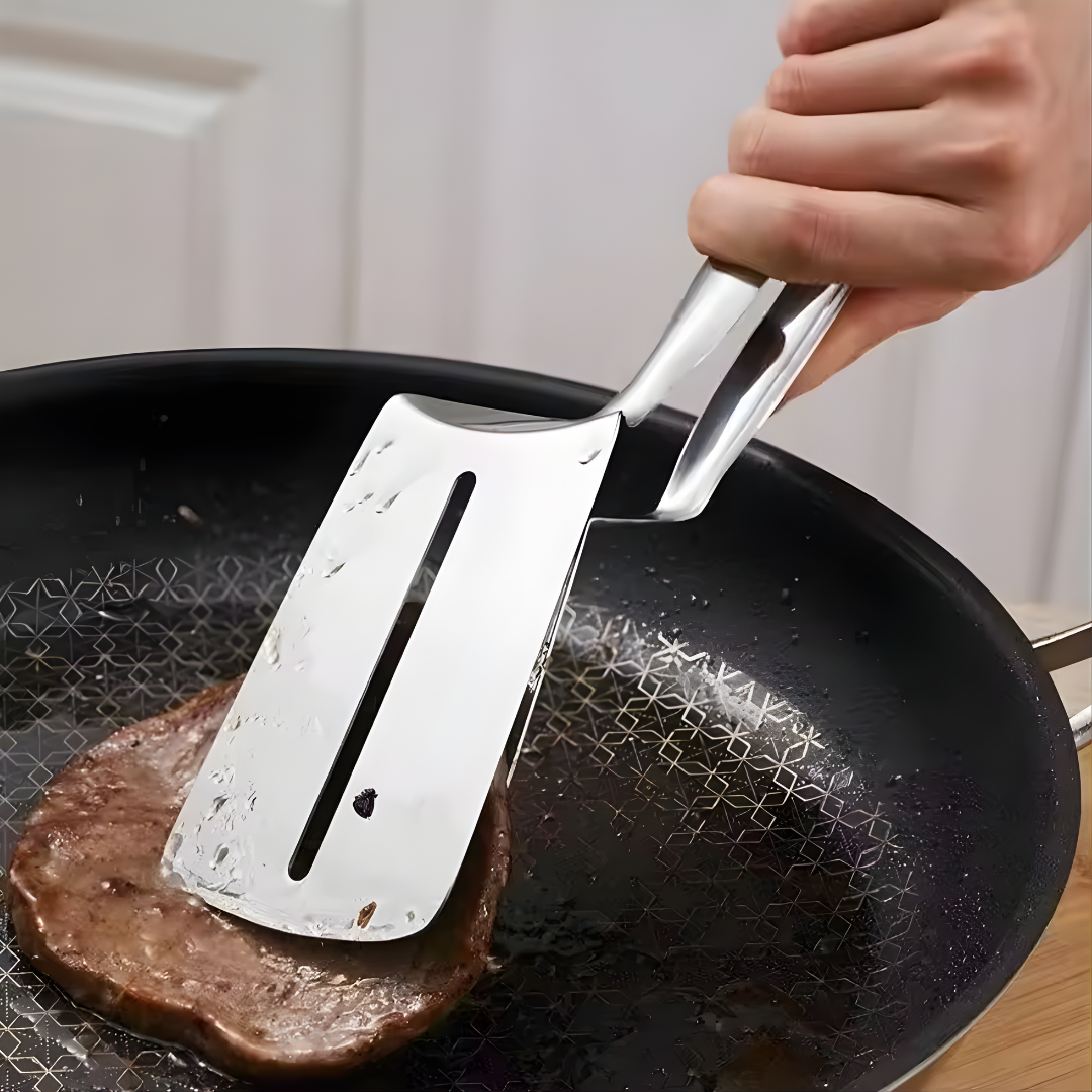 Stainless Steel Spatula Tongs – Flip and Grip 2-in-1 Cooking Tool