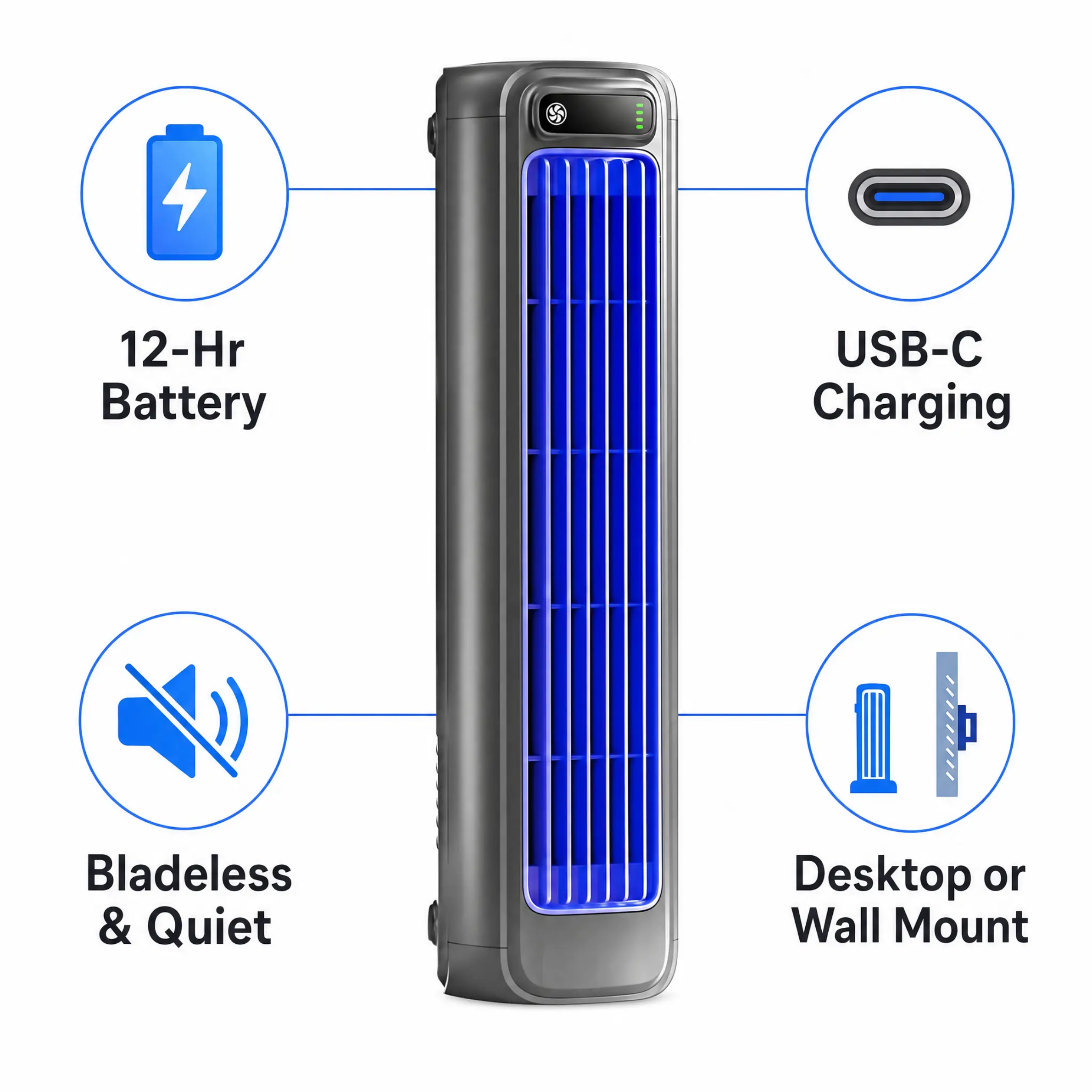 Portable Rechargeable Air Conditioner – 12-Hour Battery AirWave & Quiet