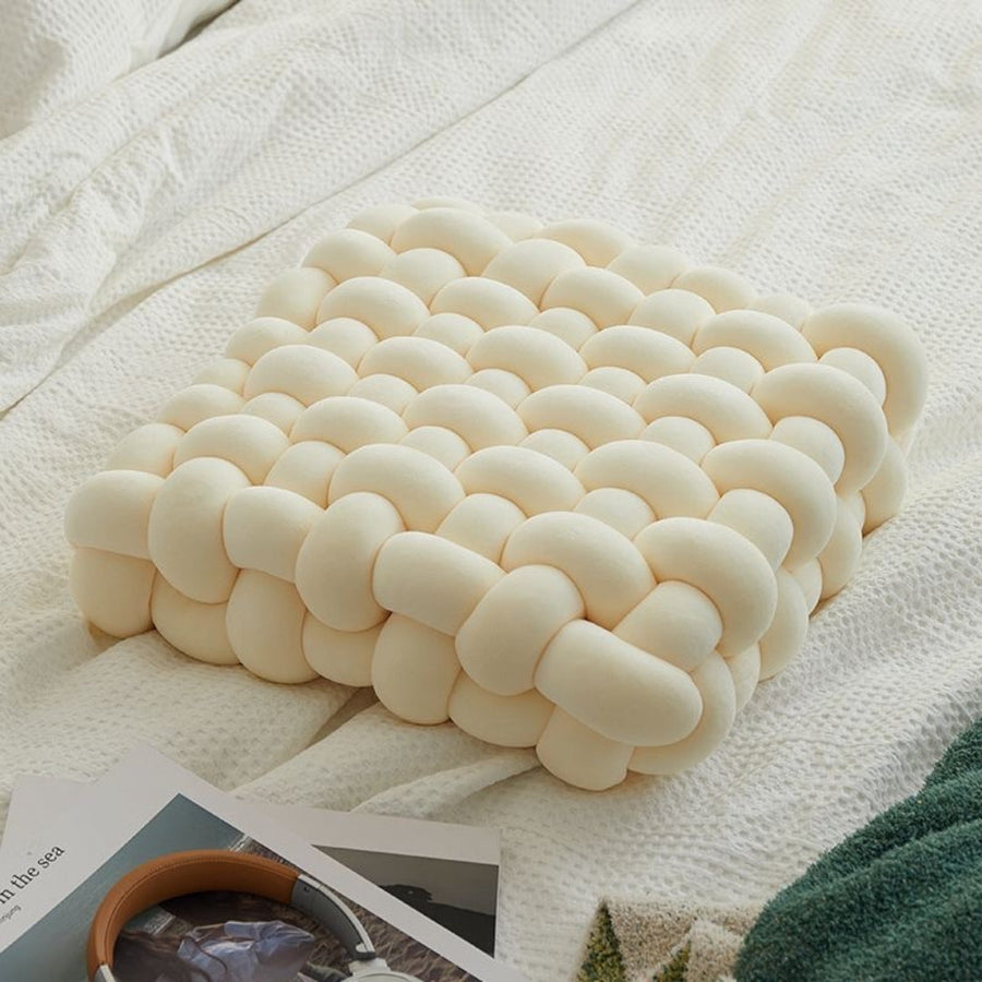 Woven Knot Floor Cushion – Soft Velvet Seat Pad for Living Room
