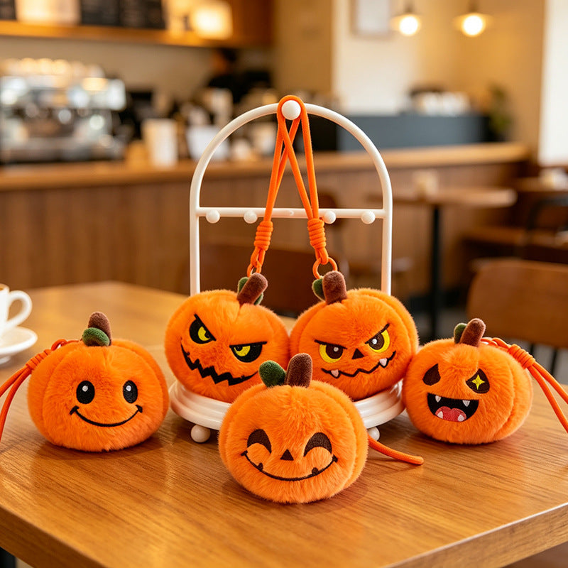 5-Piece Pumpkin Plush Keychain Set