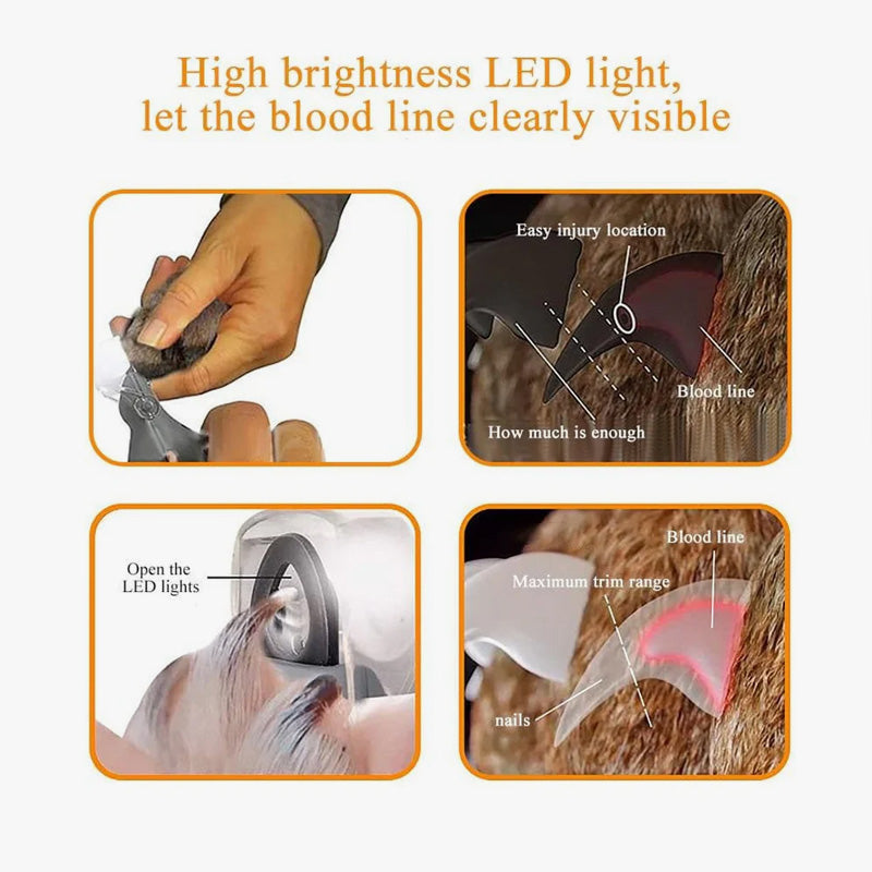 Pet Nail Clipper with LED Light – Replaceable Stainless Steel Blade