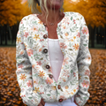 Women's Cardigan – Floral Print, Button-Front Knit
