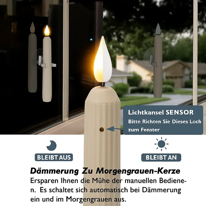 LED Window Candles 6-Pack – Dusk Sensor Realistic Flame & Flameless Safety