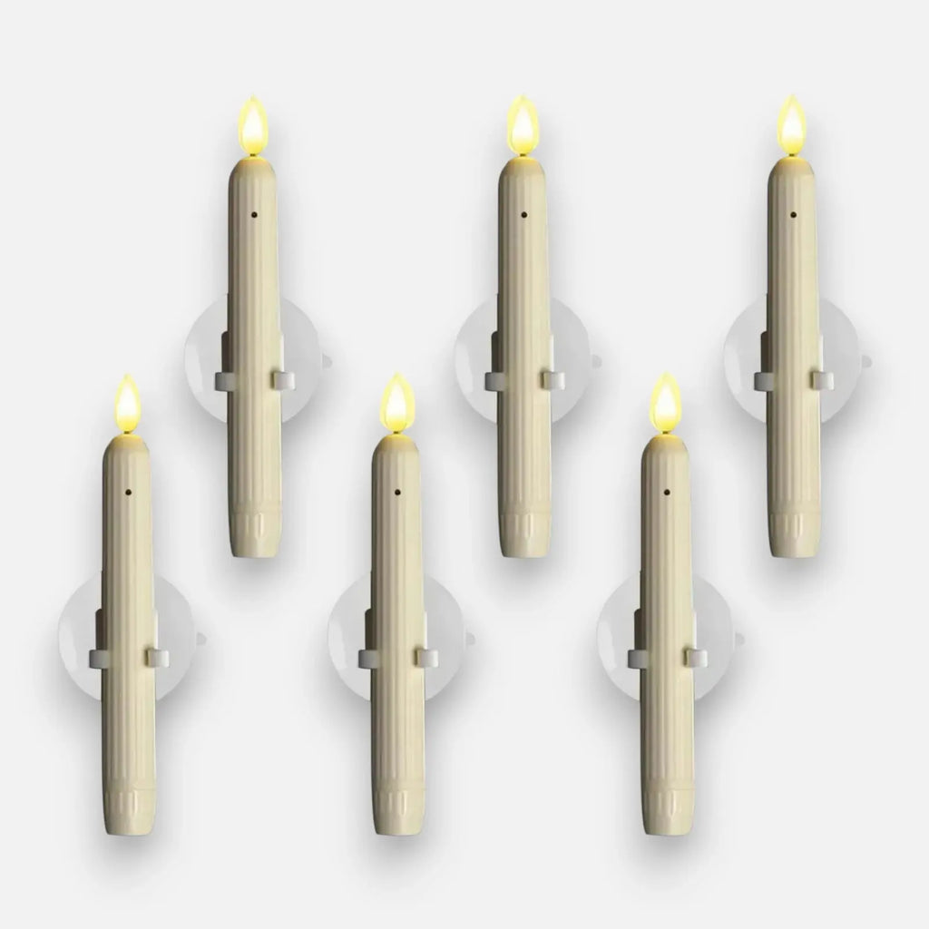 LED Window Candles 6-Pack – Dusk Sensor Realistic Flame & Flameless Safety