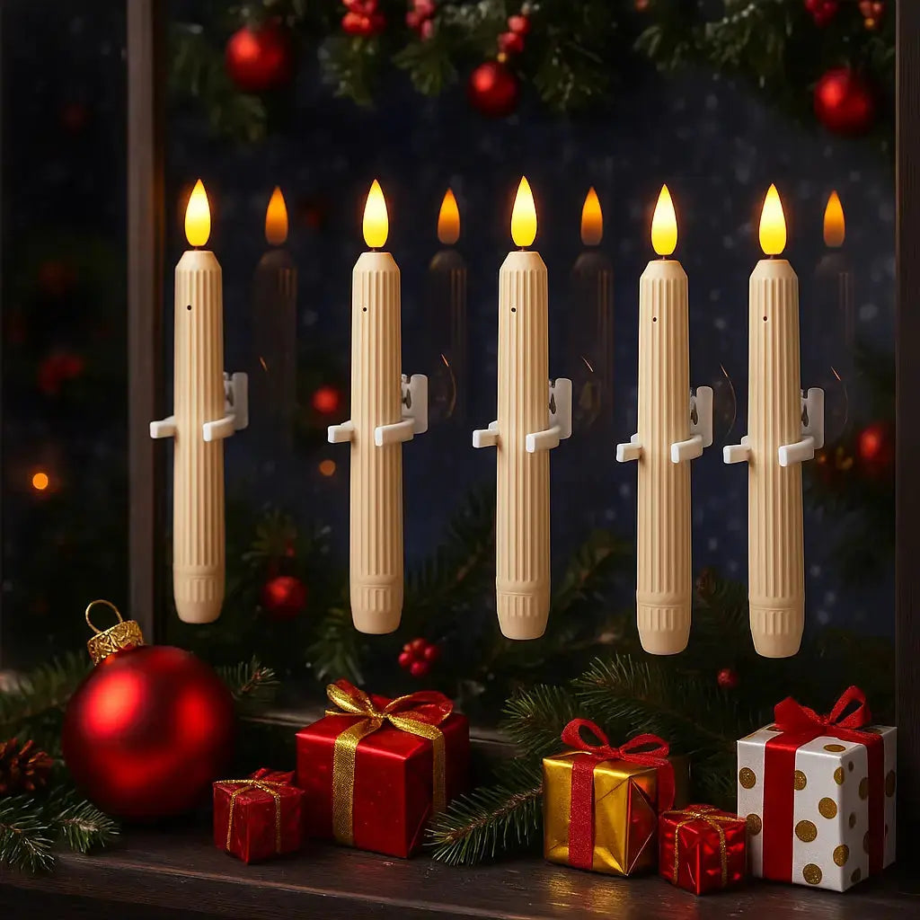 LED Window Candles 6-Pack – Dusk Sensor Realistic Flame & Flameless Safety