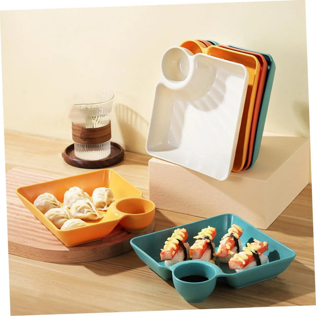 Dipping Plate with Sauce Compartment – Stackable & No-Drip Design